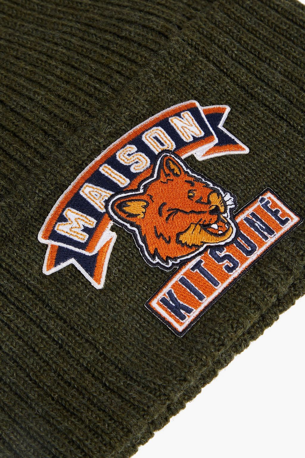 MAISON KITSUNÉ Appliquéd ribbed wool beanie