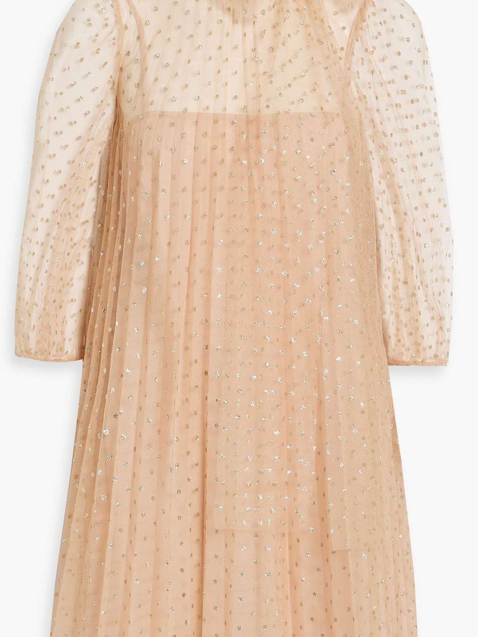 pussy-bow glittered tulle mini dress