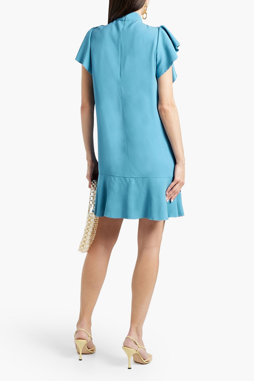 REDVALENTINO Pussy-bow ruffled satin-crepe mini dress