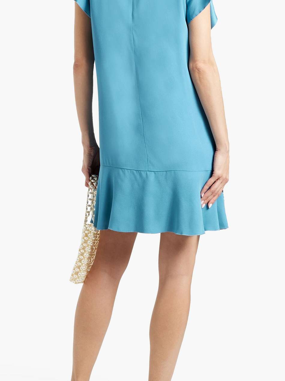pussy-bow ruffled satin-crepe mini dress