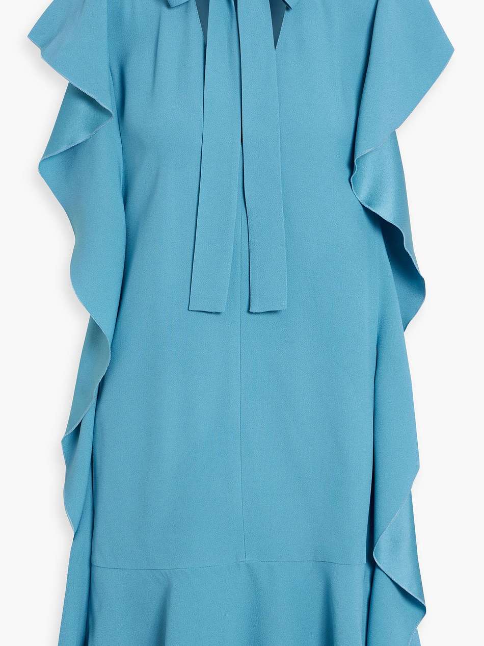 pussy-bow ruffled satin-crepe mini dress