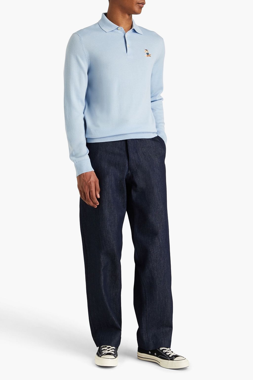 MAISON KITSUNÉ Appliquéd wool polo sweater