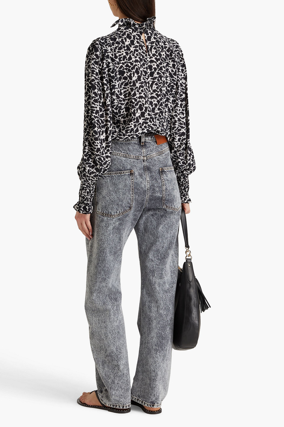 Isabel Marant Étoile Yoshi Rollkragenoberteil Aus Baumwolle Mit Print In Schwarz
