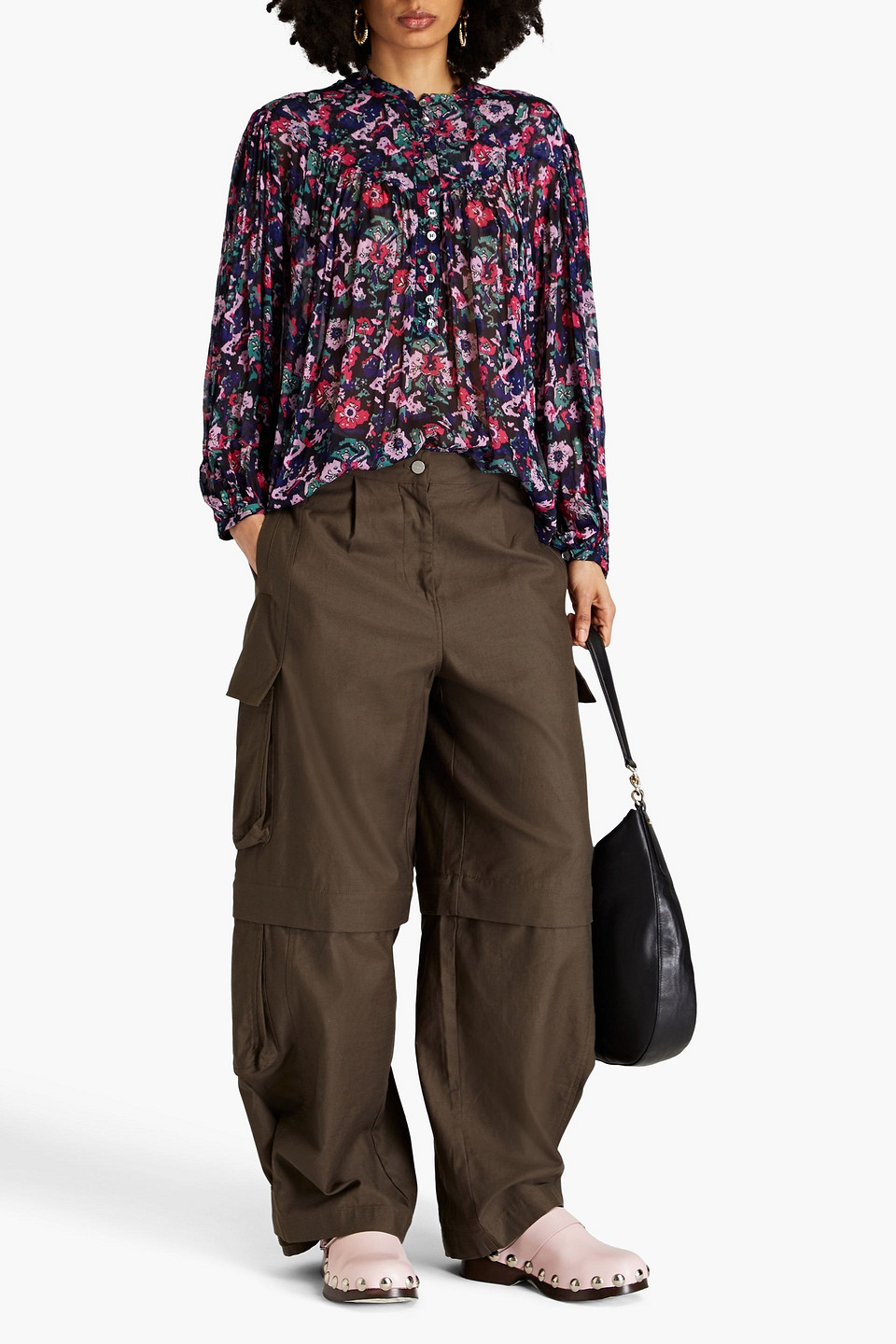 Isabel Marant Étoile Kiledia Bluse Aus Georgette Mit Floralem Print In Schwarz
