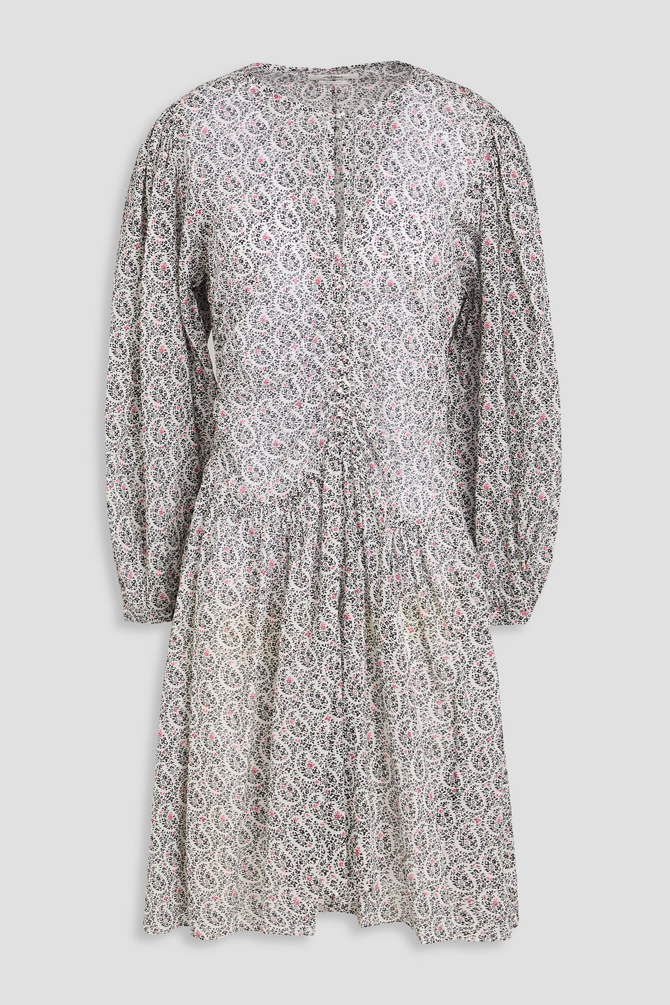 Isabel Marant Étoile Marili Floral-print Cotton-voile Mini Shirt Dress In Naturfarben