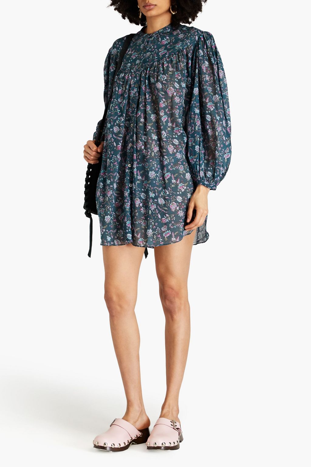 MARANT ÉTOILE Mildi floral-print cotton-mousseline mini shirt dress