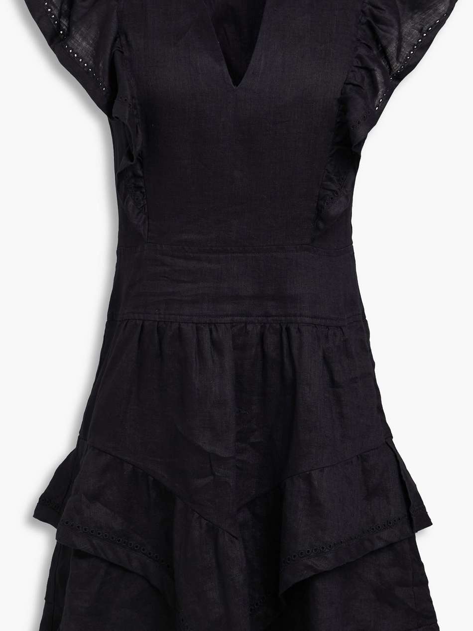 audreyo ruffled broderie anglaise linen mini dress