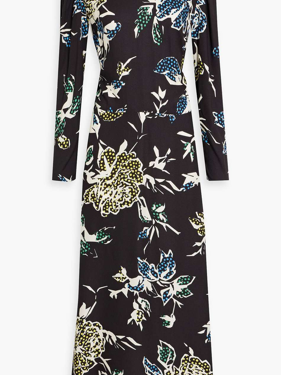 cutout printed satin-crepe midi dress