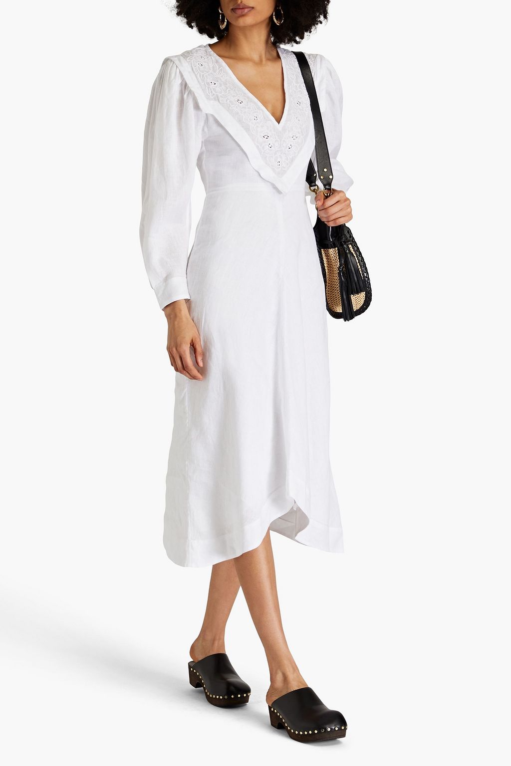 MARANT ÉTOILE Erna broderie anglaise linen midi dress