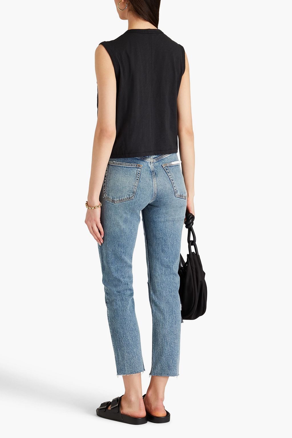 RAG & BONE جينز "وارين" بأرجل ضيقة عالي الخصر بتصميم ممزق