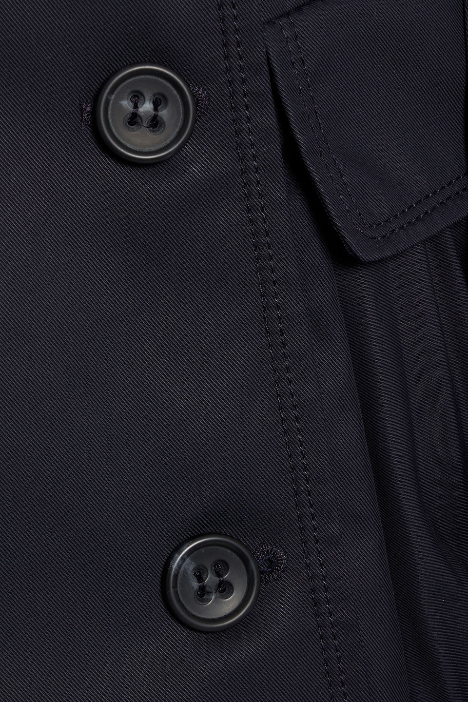 Red Valentino Pleated Cotton-blend Gabardine Trench Coat In Midnight Blue