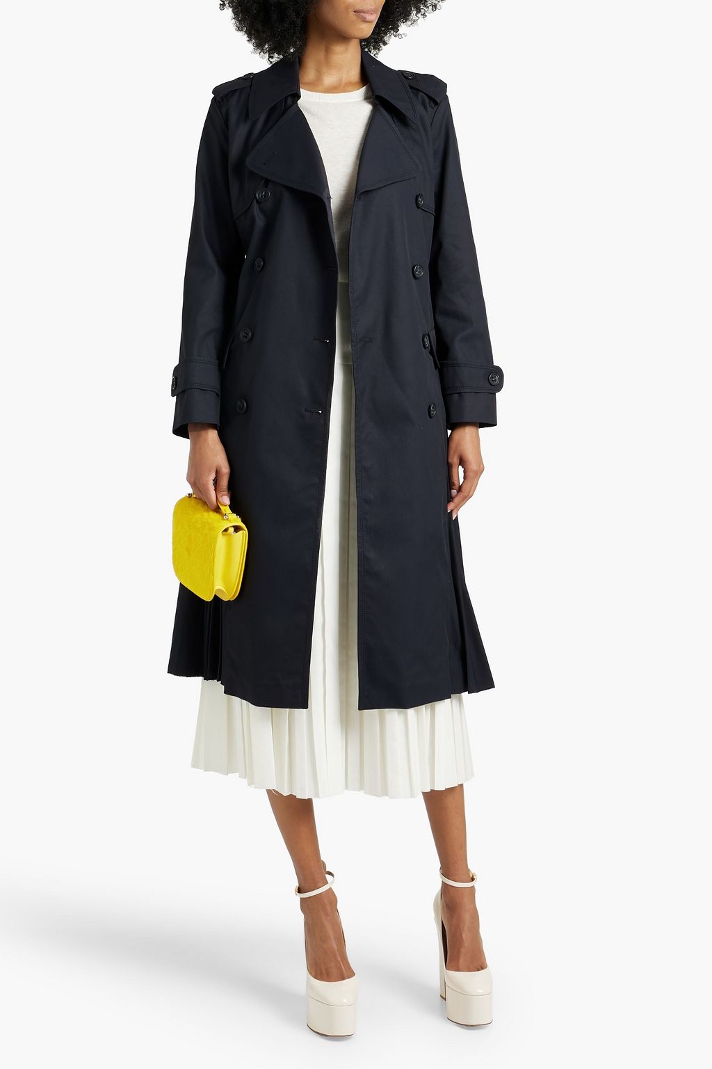 REDVALENTINO Pleated cotton-blend gabardine trench coat