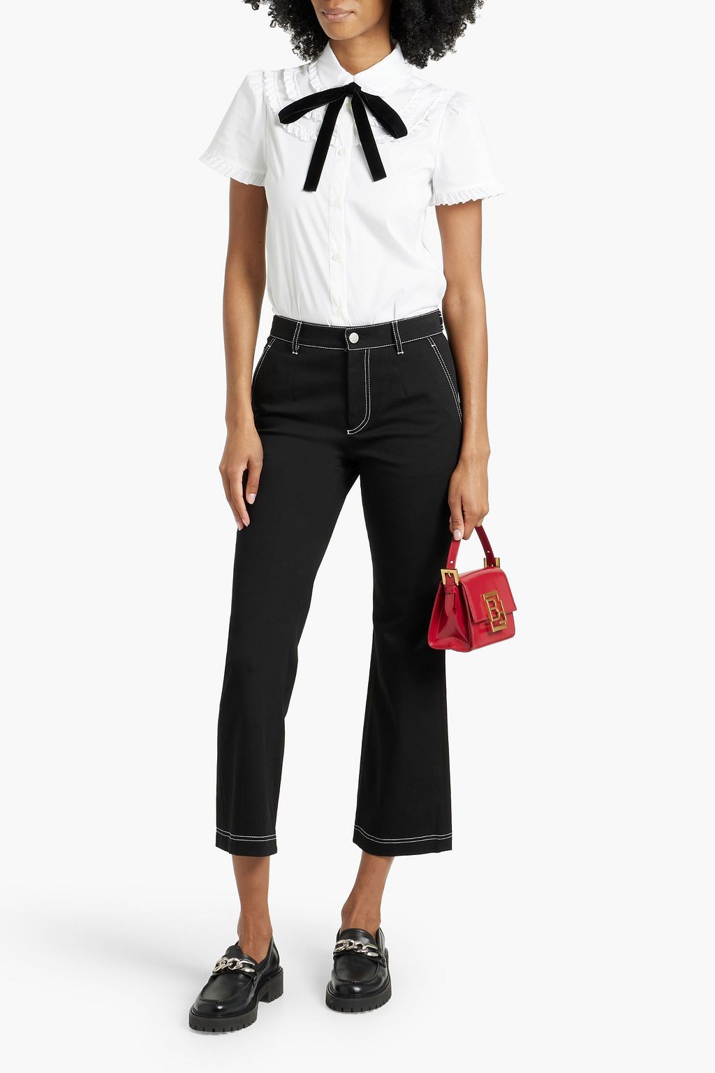 REDVALENTINO Cotton-blend twill kick-flare pants