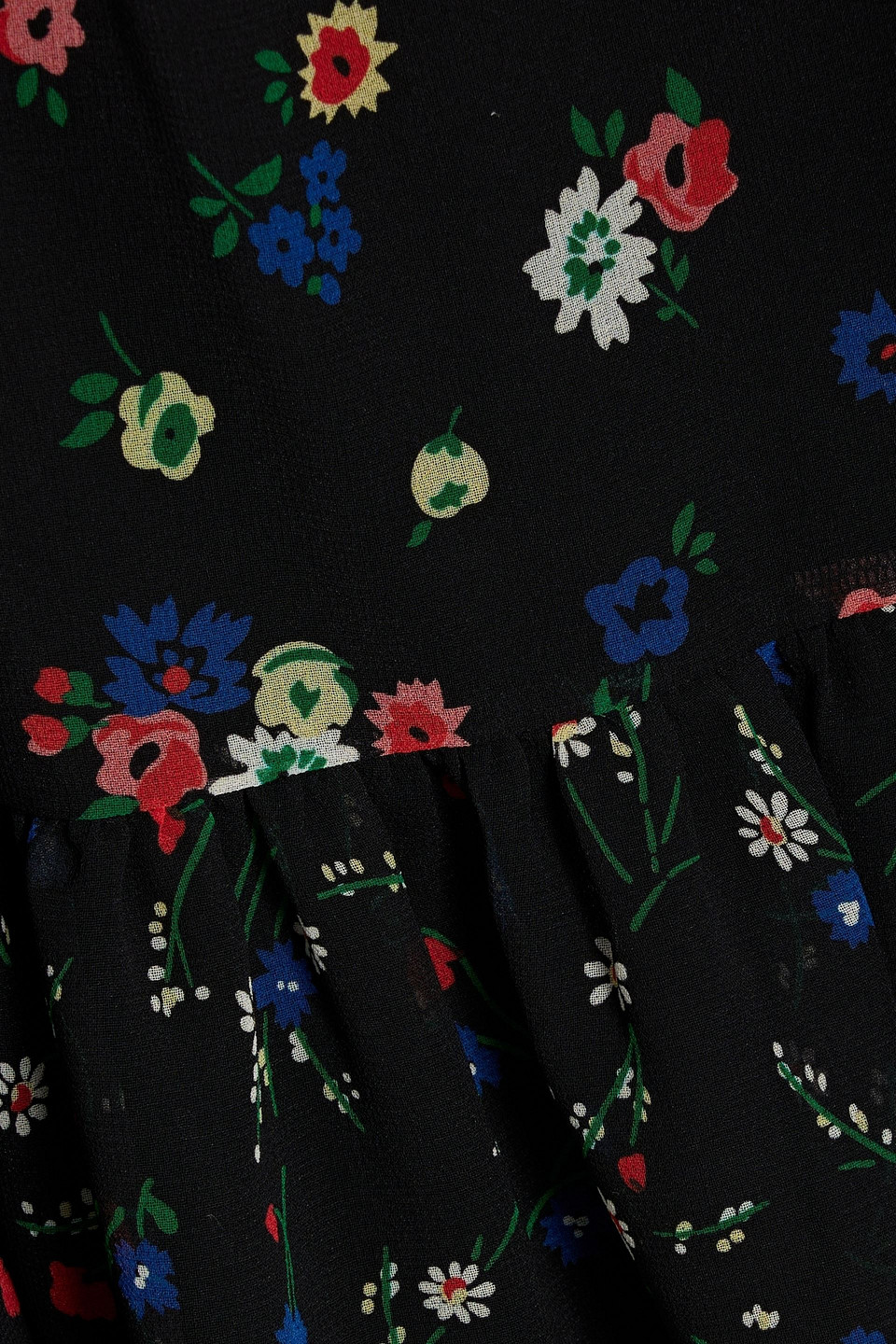 Red Valentino Ruffled Floral-print Chiffon Mini Dress In Black