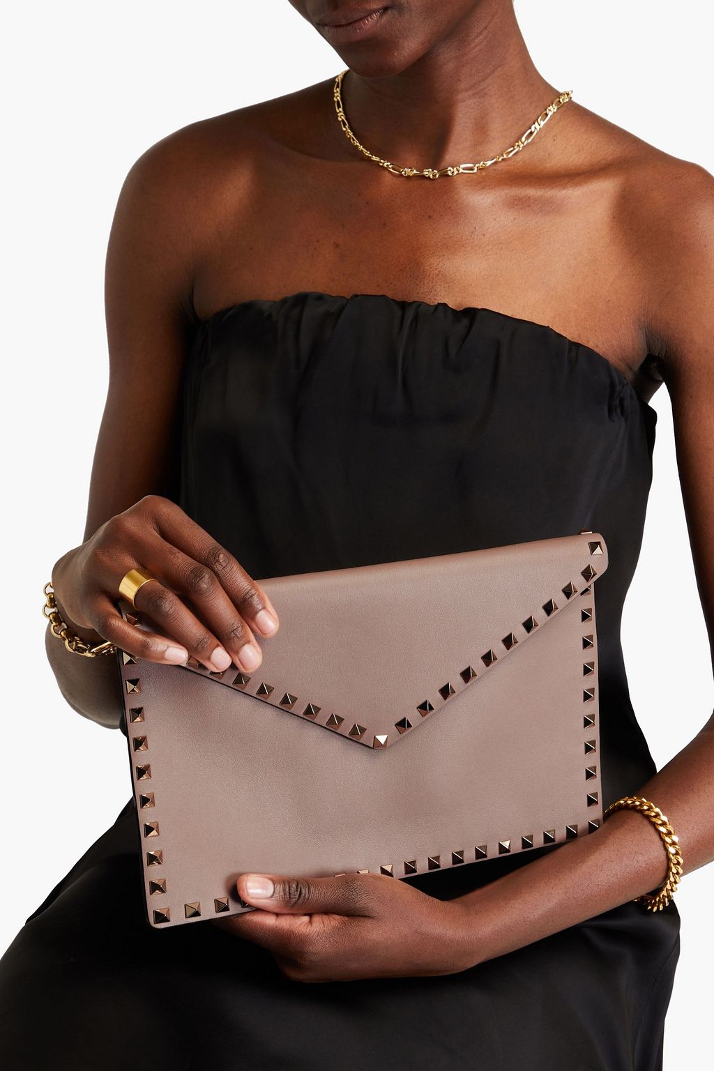 VALENTINO GARAVANI Rockstud leather envelope clutch