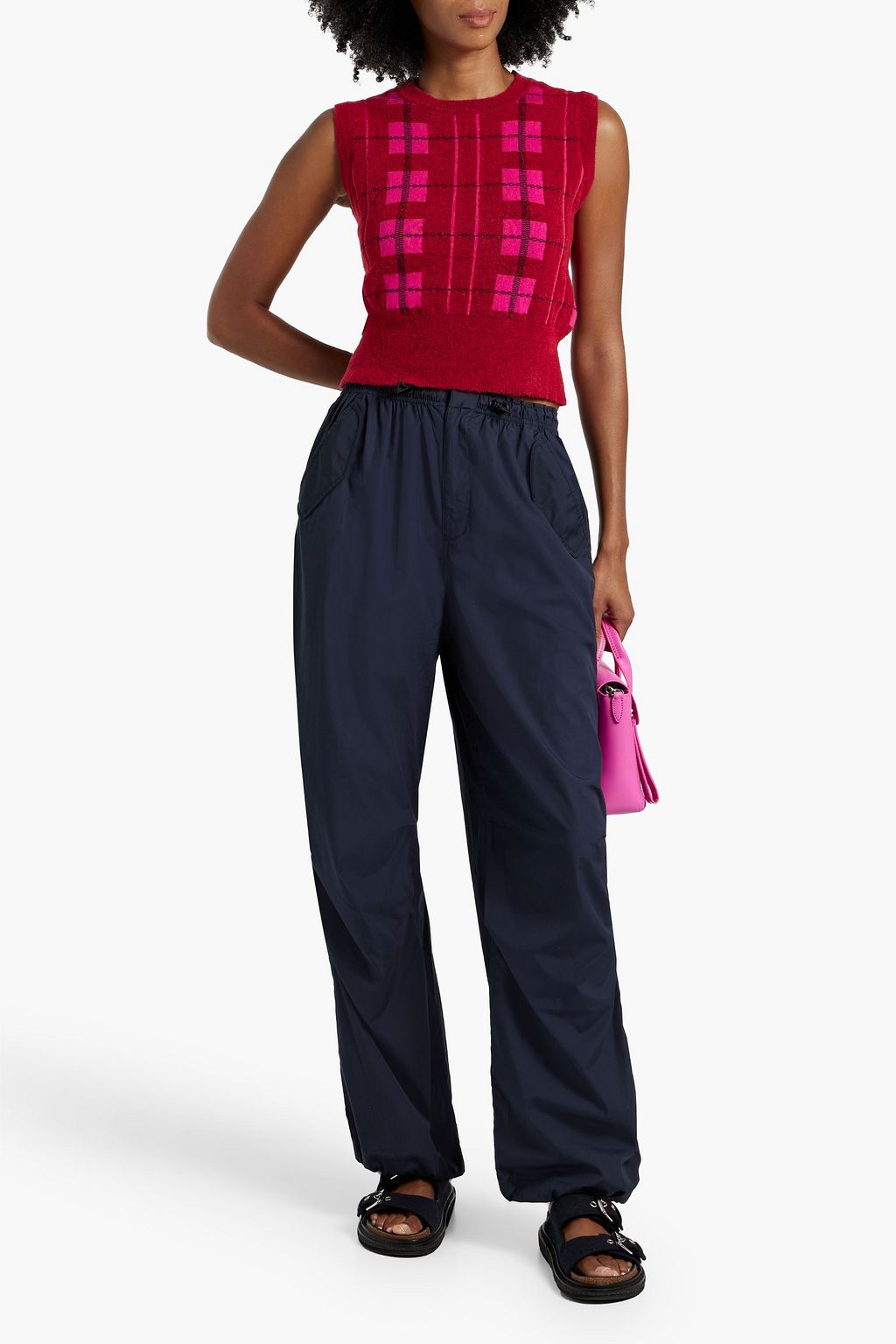 HELMUT LANG Zip-detailed cotton-blend twill wide-leg pants