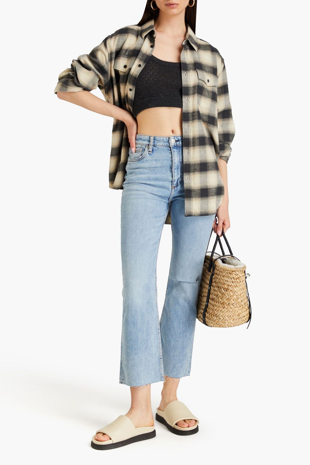 RAG & BONE جينز "كايسي" بحافات واسعة ومسترخية وخصر مرتفع وتأثير معتق