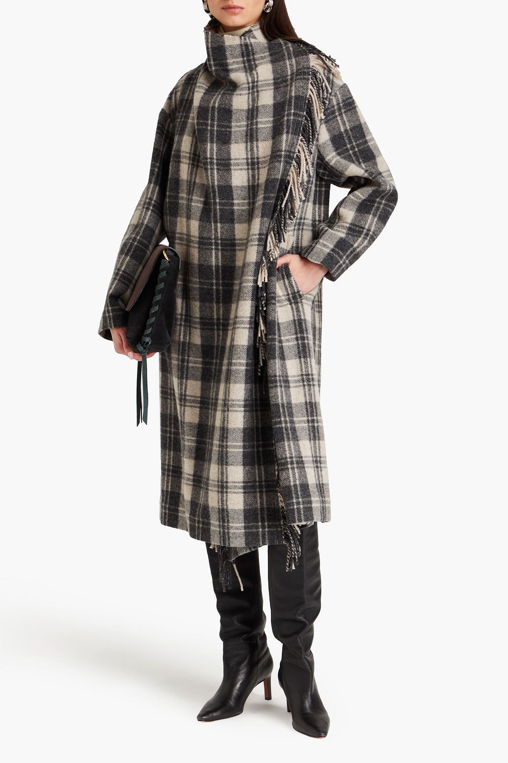 Marant Etoile Ullana Checked Wool Jacket in Ecru, Ochre