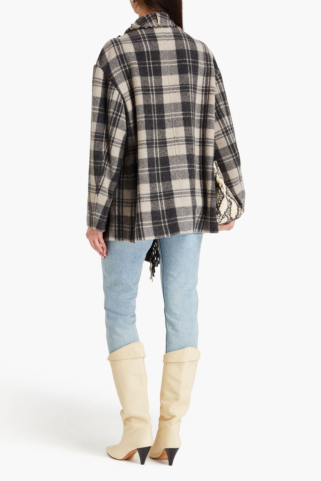 MARANT ÉTOILE Flemingli fringed checked wool-blend felt coat