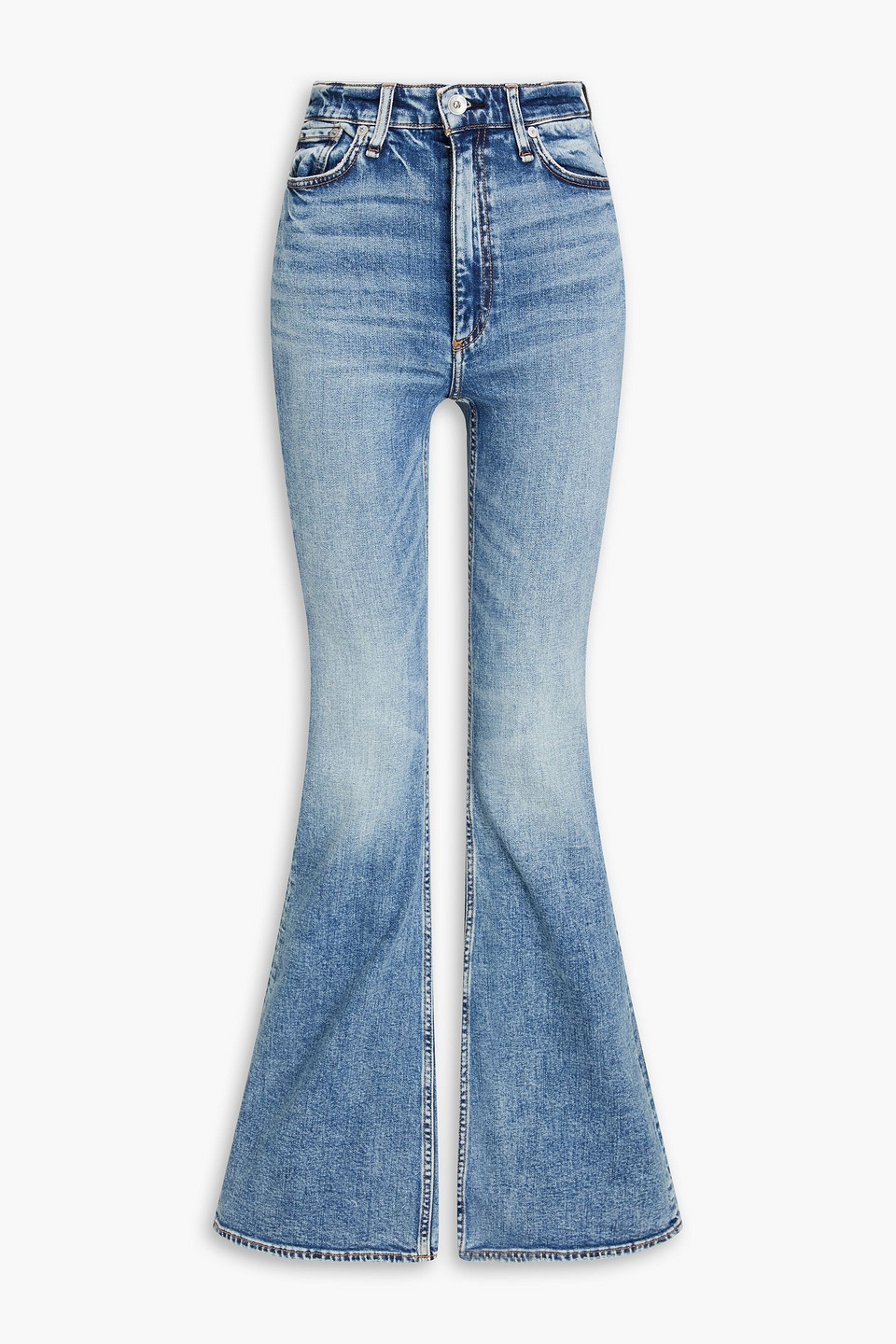 Rag & Bone Norwalk High-rise Flared Jeans In Mid Denim