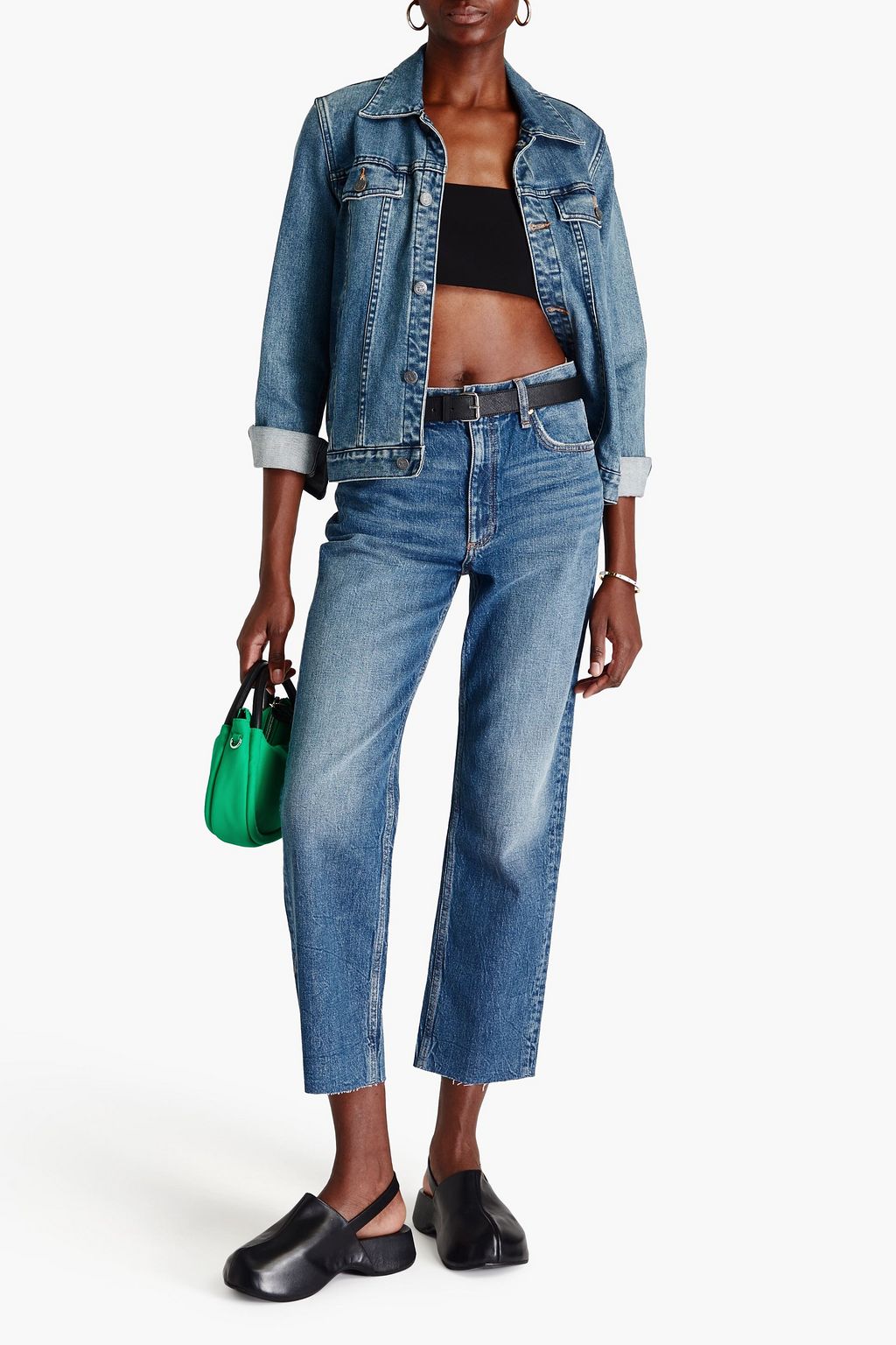 RAG & BONE جينز قصير بخصر مرتفع وأرجل مستقيمة