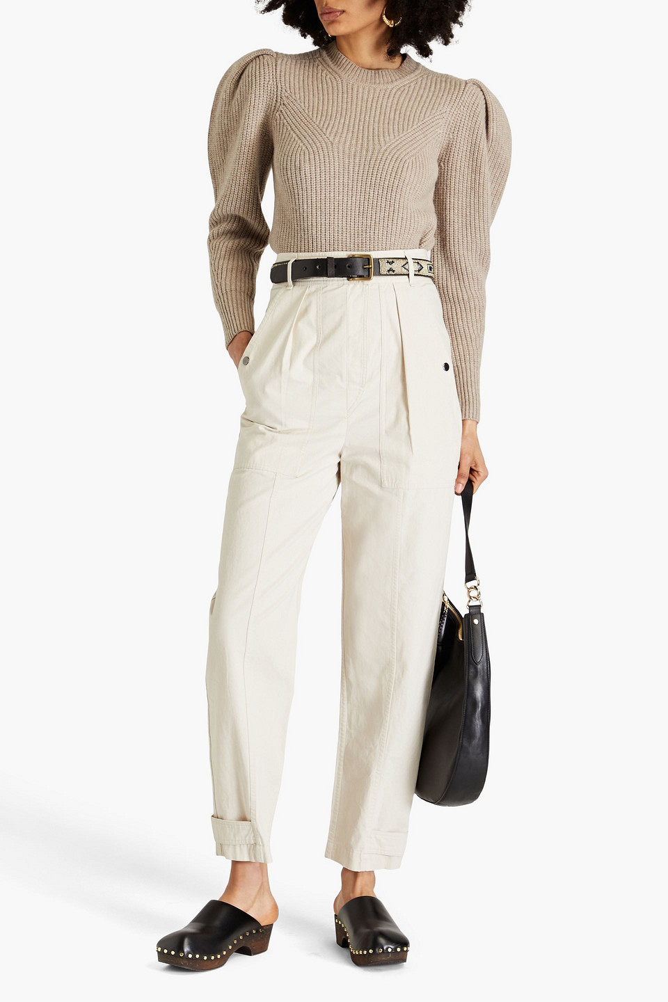 Isabel Marant Étoile Rowina Karottenhose Aus Baumwoll-canvas Mit Falten In Naturfarben