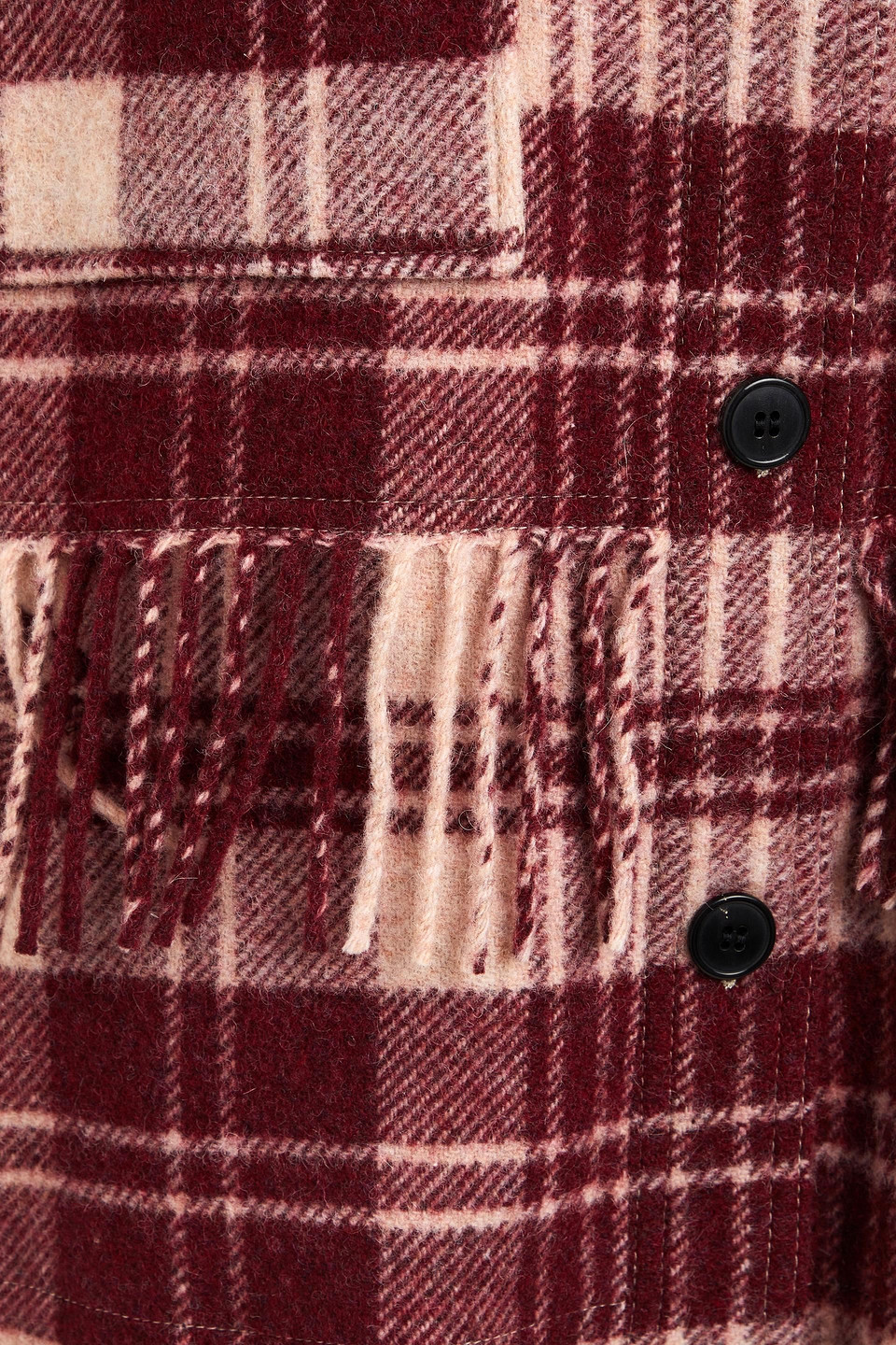 Isabel Marant Étoile Jacke Aus Filz Aus Einer Wollmischung Mit Karomuster Und Fransen In Rubinrot