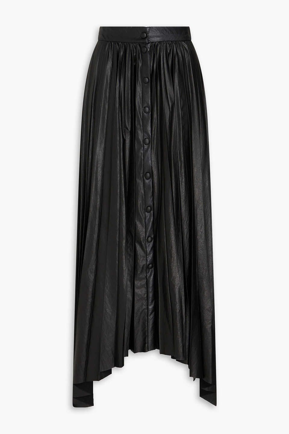 Isabel Marant Davis Asymmetric Pleated Faux Leather Maxi Skirt In Schwarz