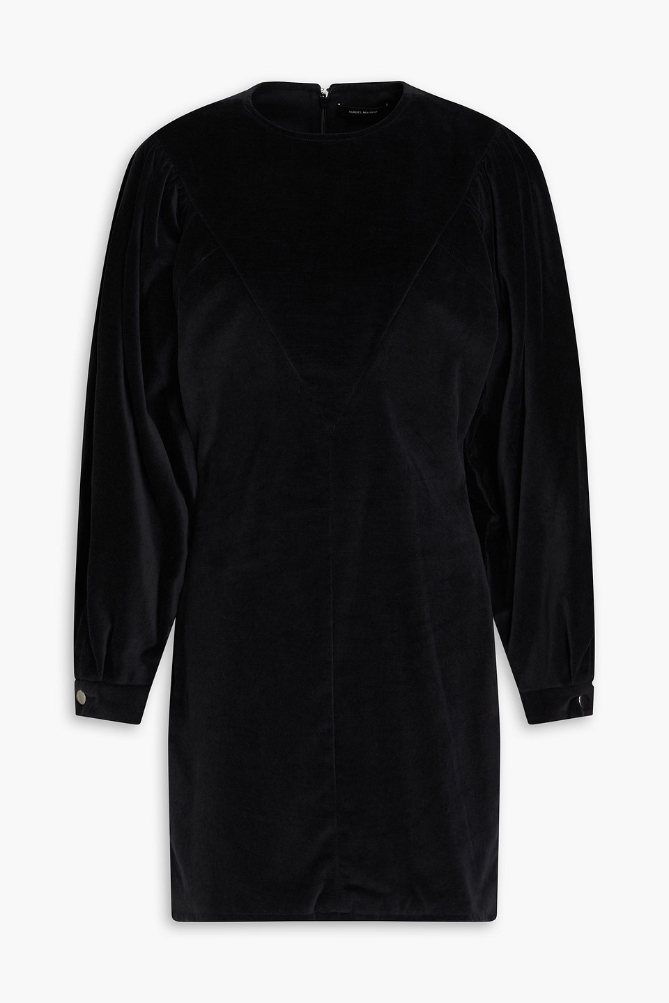 Isabel Marant Dilavio Gathered Cotton-velvet Mini Dress In Schwarz