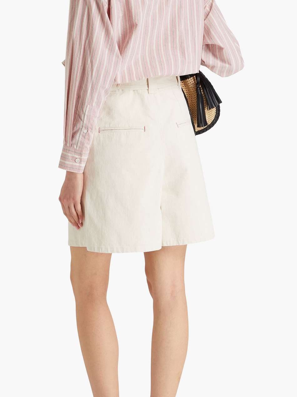 delilaz belted pleated cotton-twill shorts