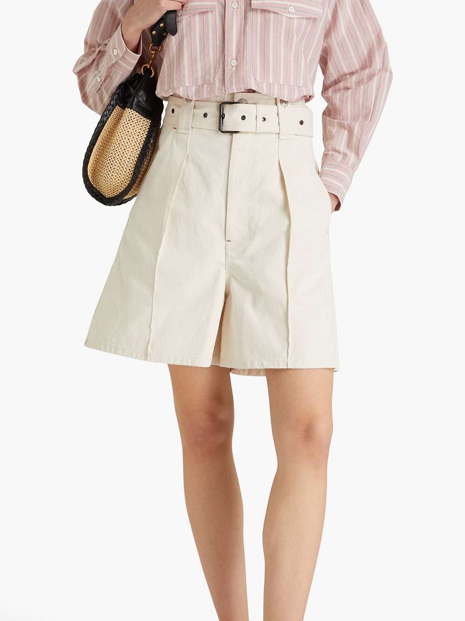delilaz belted pleated cotton-twill shorts