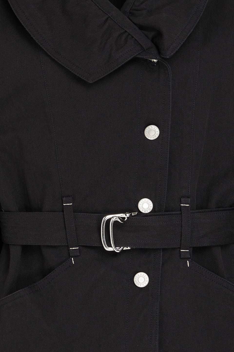 Isabel Marant Dipazo Belted Ruffled Cotton-twill Jacket In Schwarz