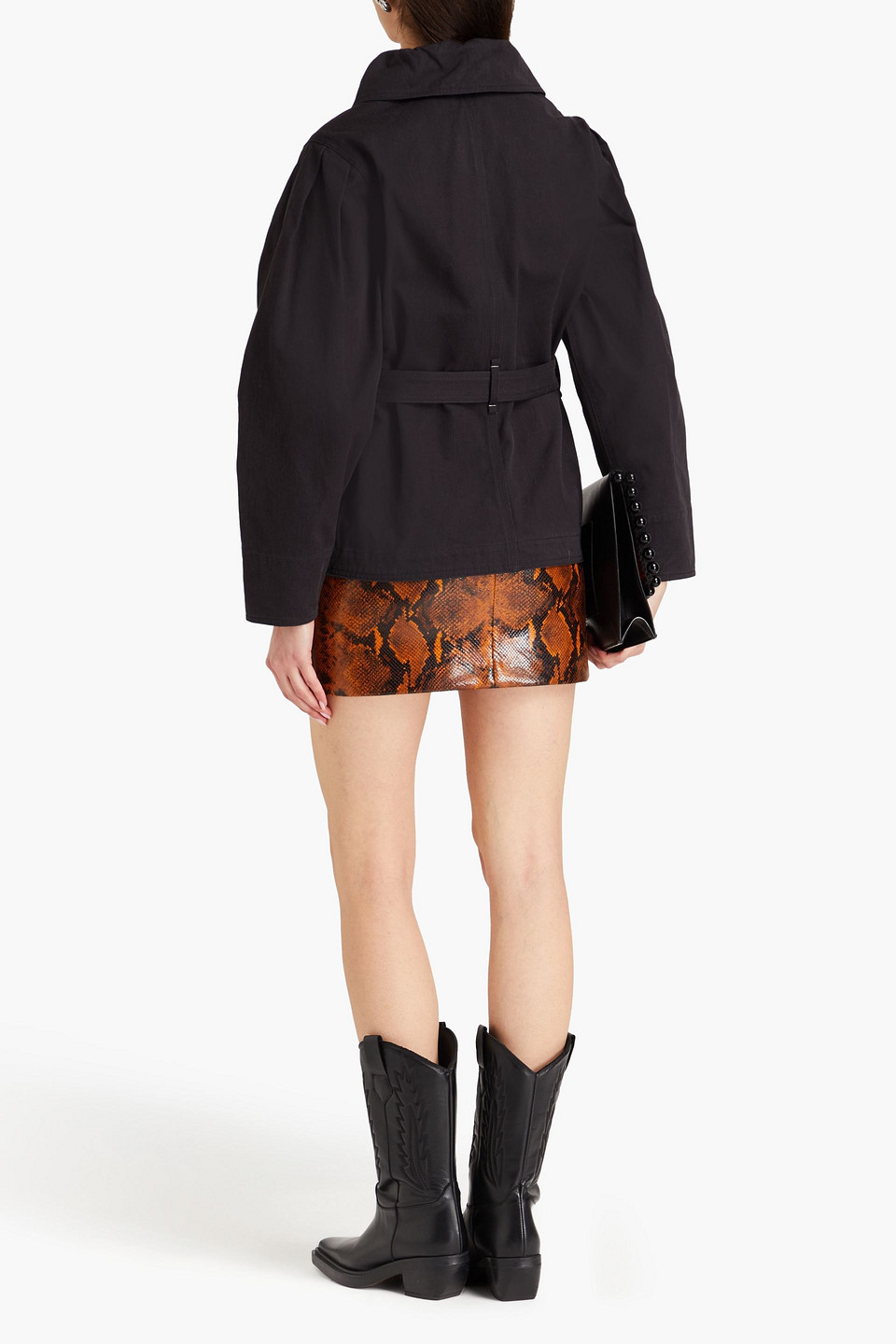 Isabel Marant Dipazo Belted Ruffled Cotton-twill Jacket In Schwarz