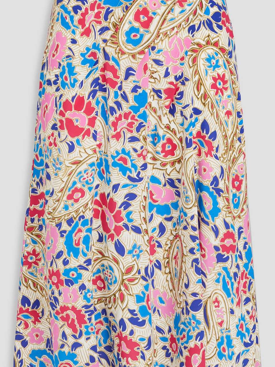 cacia pintucked floral-print silk-blend crepe de chine midi skirt