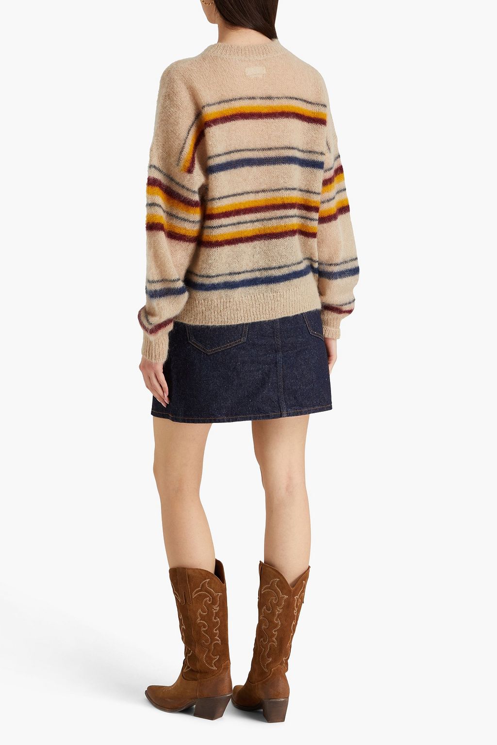 MARANT ÉTOILE Drussel striped mohair and wool-blend sweater