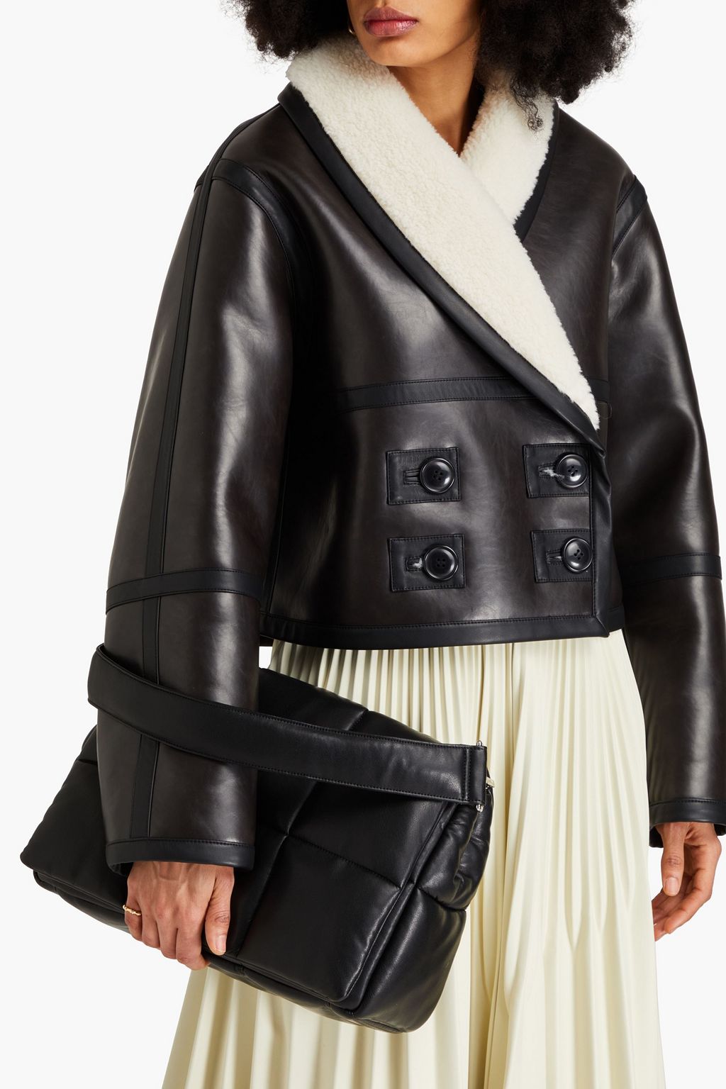 STAND STUDIO Wanda quilted faux leather clutch