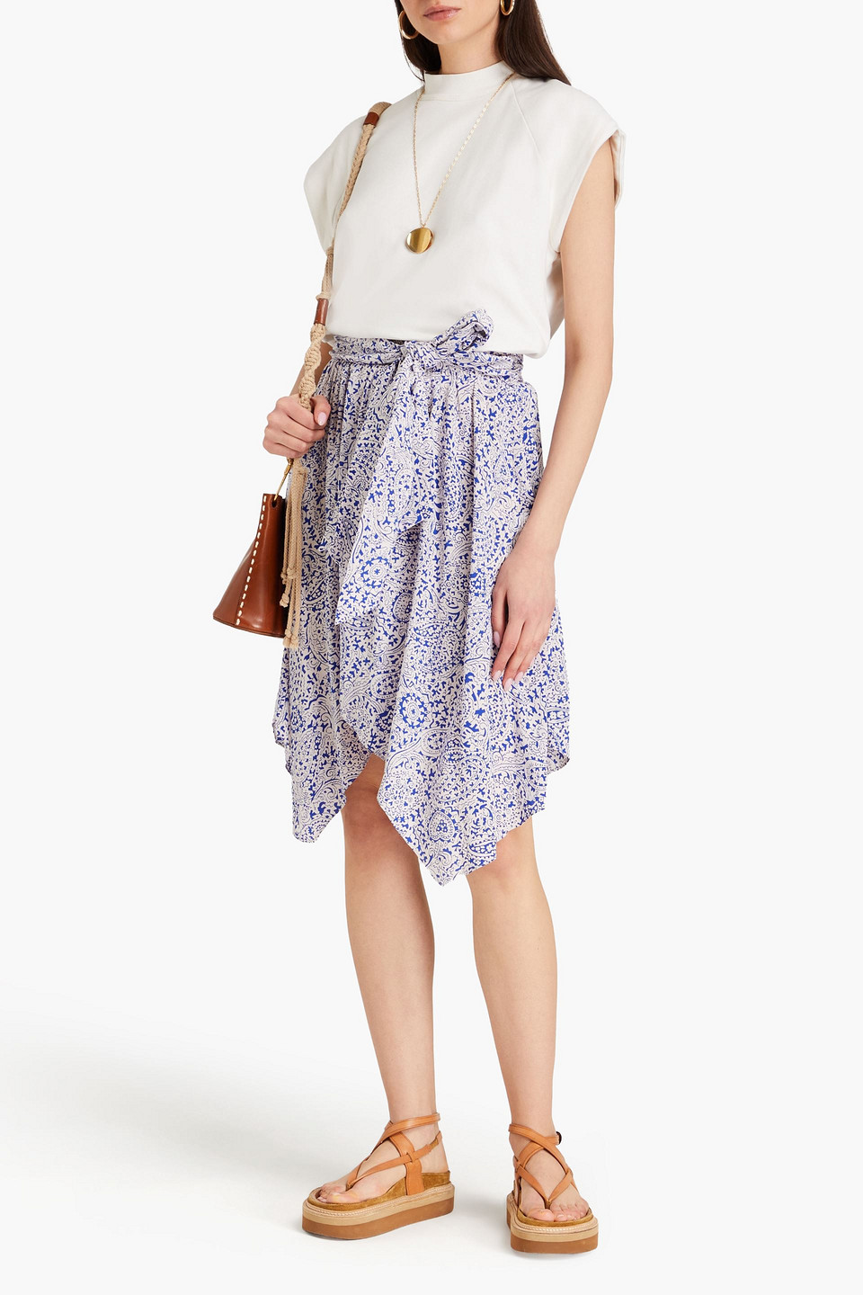 Isabel Marant Cliroza Paisley-print Silk Crepe De Chine Skirt In Blau