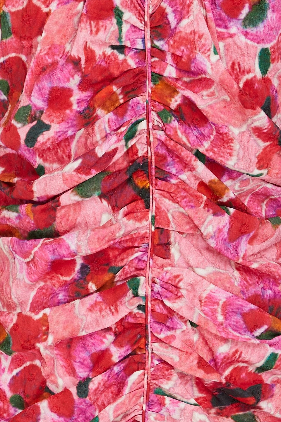 Isabel Marant Mirnao Ruched Floral-print Crepe De Chine Top In Pink