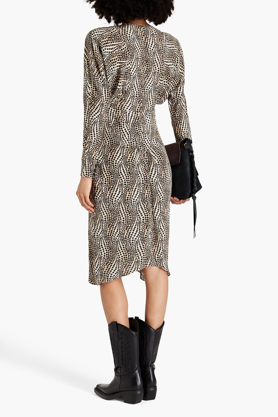ISABEL MARANT IBELKY GATHERED PRINTED STRETCH-SILK CREPE DE CHINE MIDI DRESS