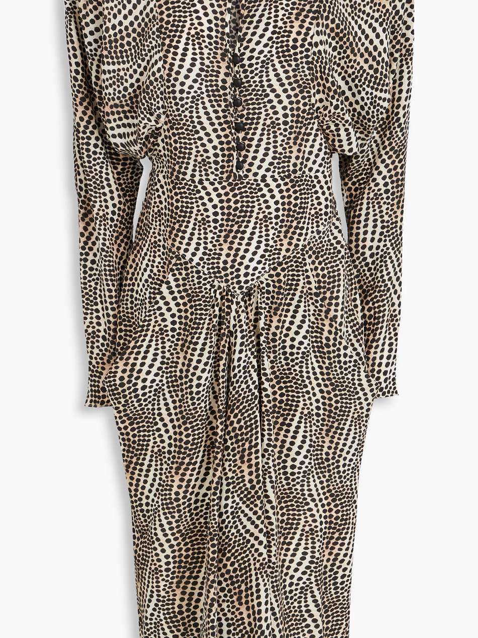 ibelky gathered printed stretch-silk crepe de chine midi dress