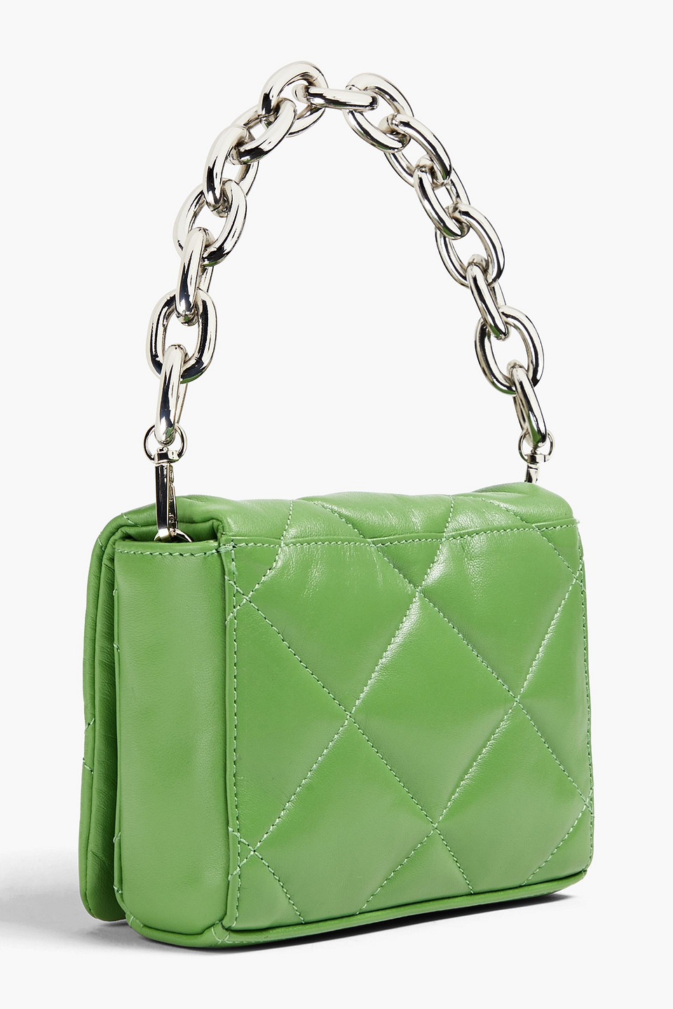 Shop Stand Studio Hestia Quilted Leather Tote In Leaf Green