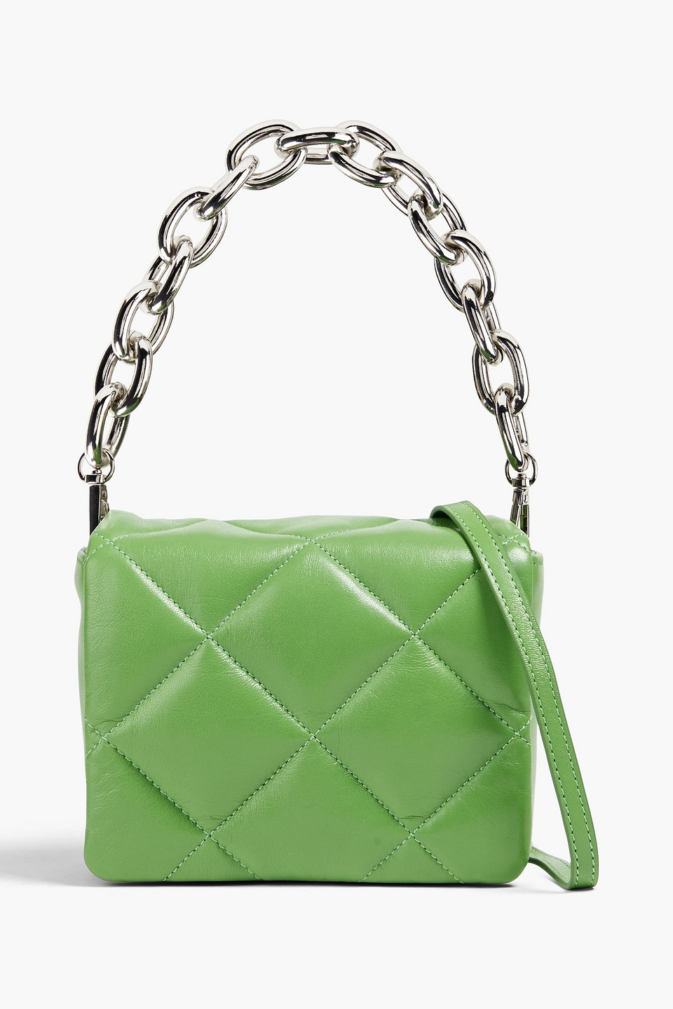 Shop Stand Studio Hestia Quilted Leather Tote In Leaf Green
