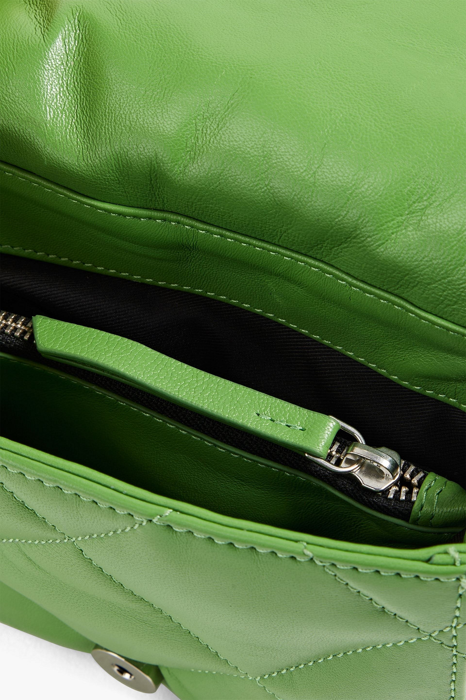 Shop Stand Studio Hestia Quilted Leather Tote In Leaf Green
