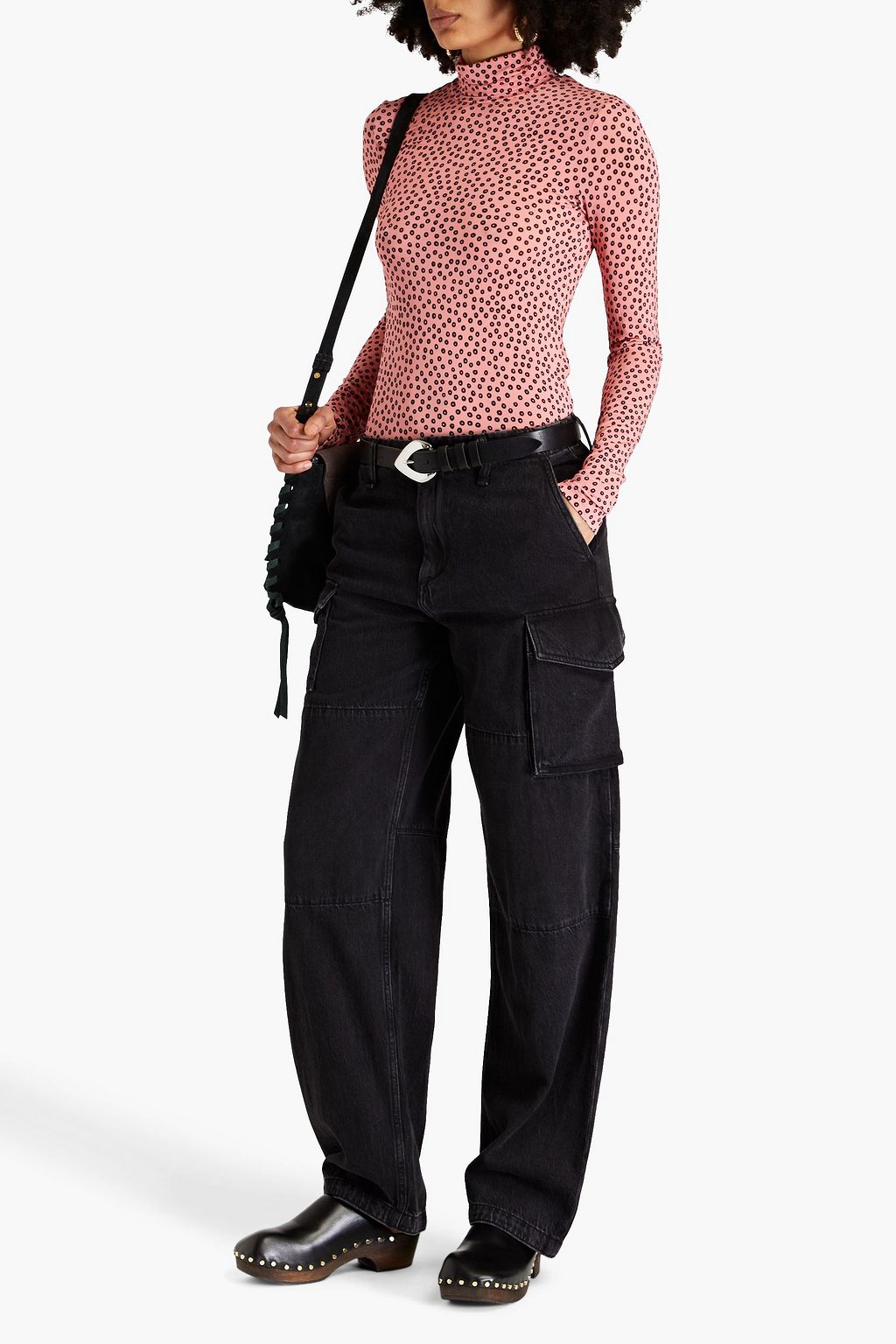 ISABEL MARANT 프린트 저지 터틀넥 탑