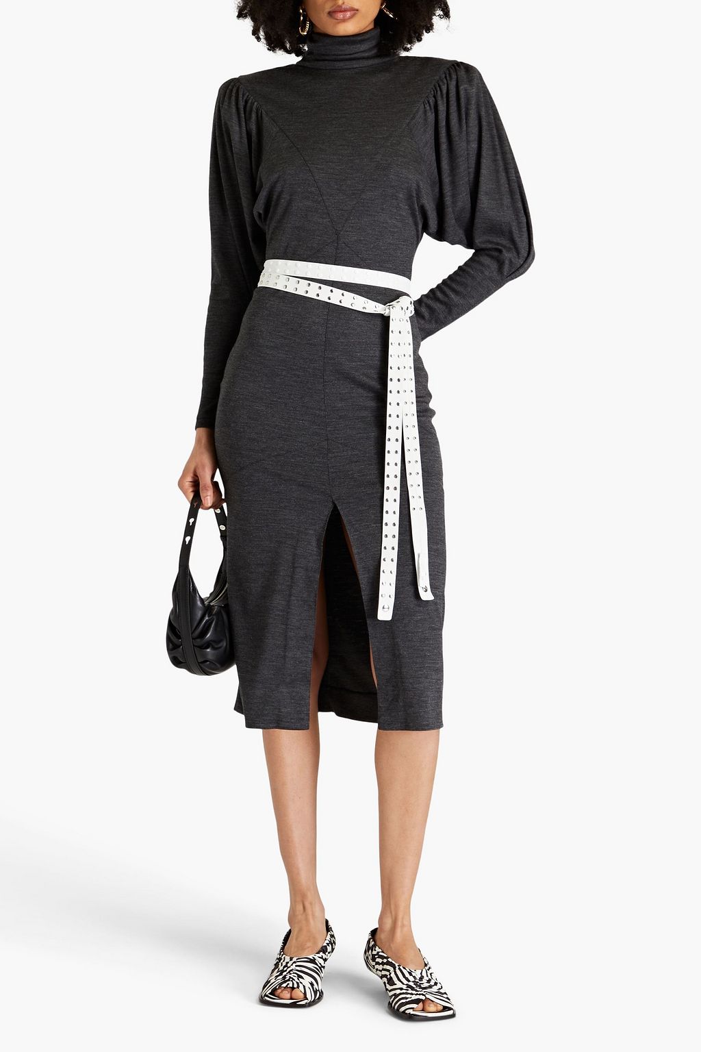 ISABEL MARANT 울 저지 터틀넥 미디 드레스