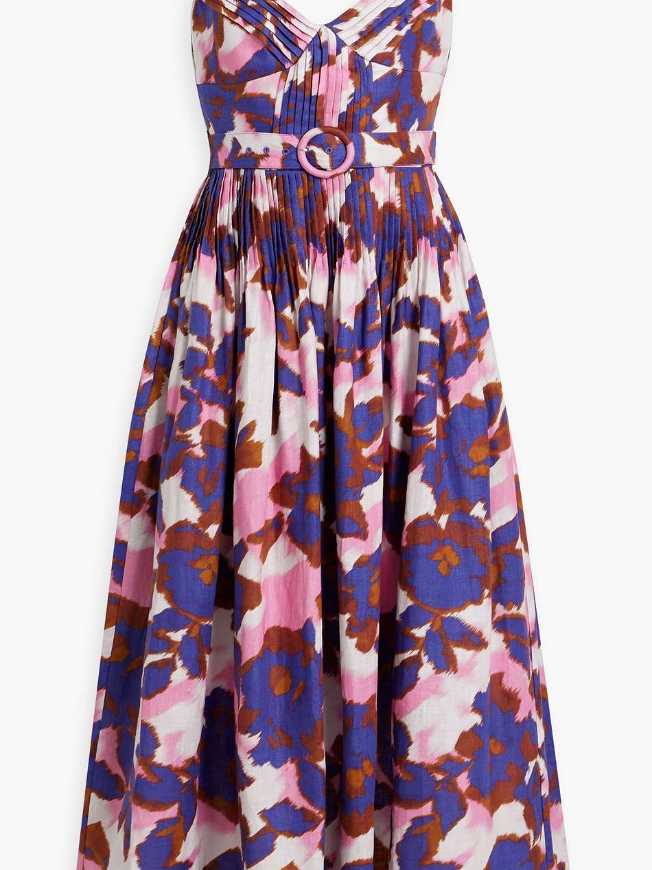 mireille belted printed linen maxi dress