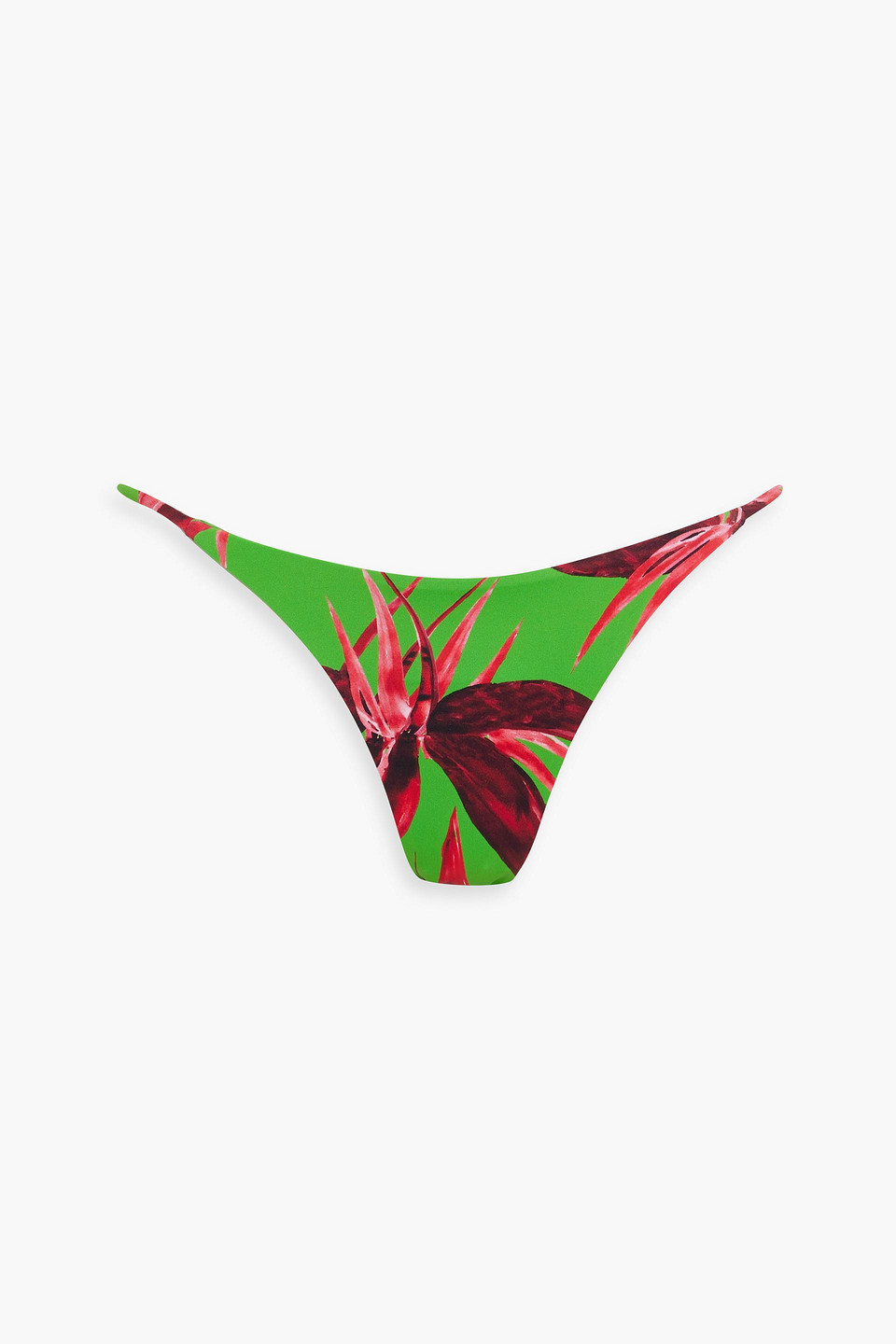 Louisa Ballou Floral-print Low-rise Bikini Briefs In Green