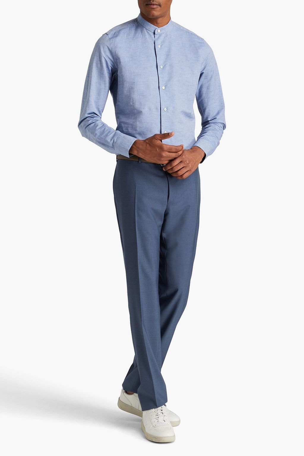 CANALI قميص من مزيج من القطن والكتّان