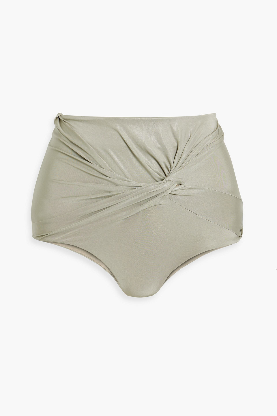 Rick Owens Twisted Metallic Jersey Shorts In Stone