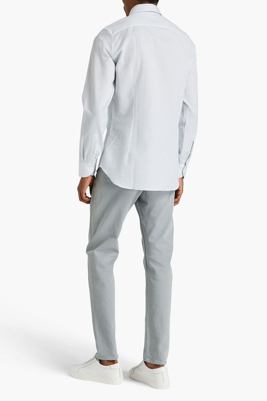CANALI Striped cotton-seersucker shirt
